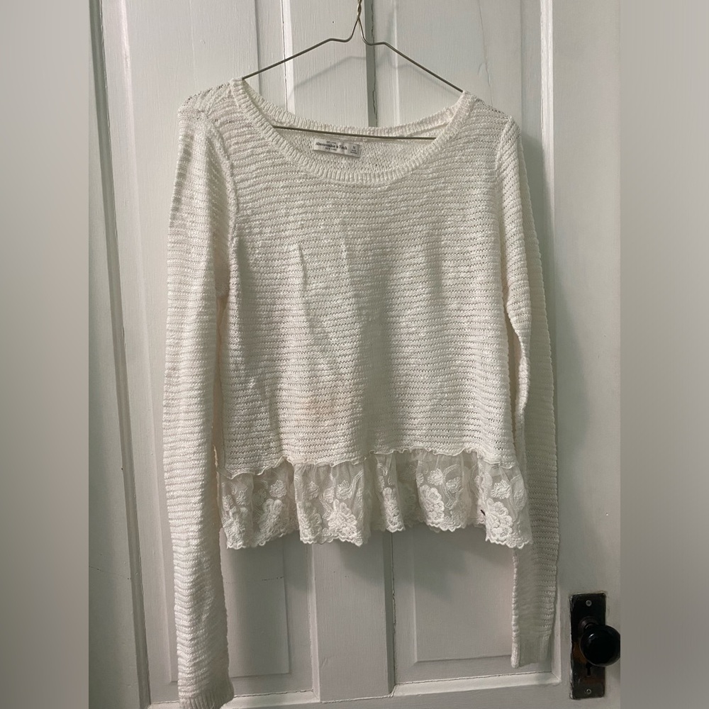 Abercrombie & Fitch White Lace Sweater - Size M